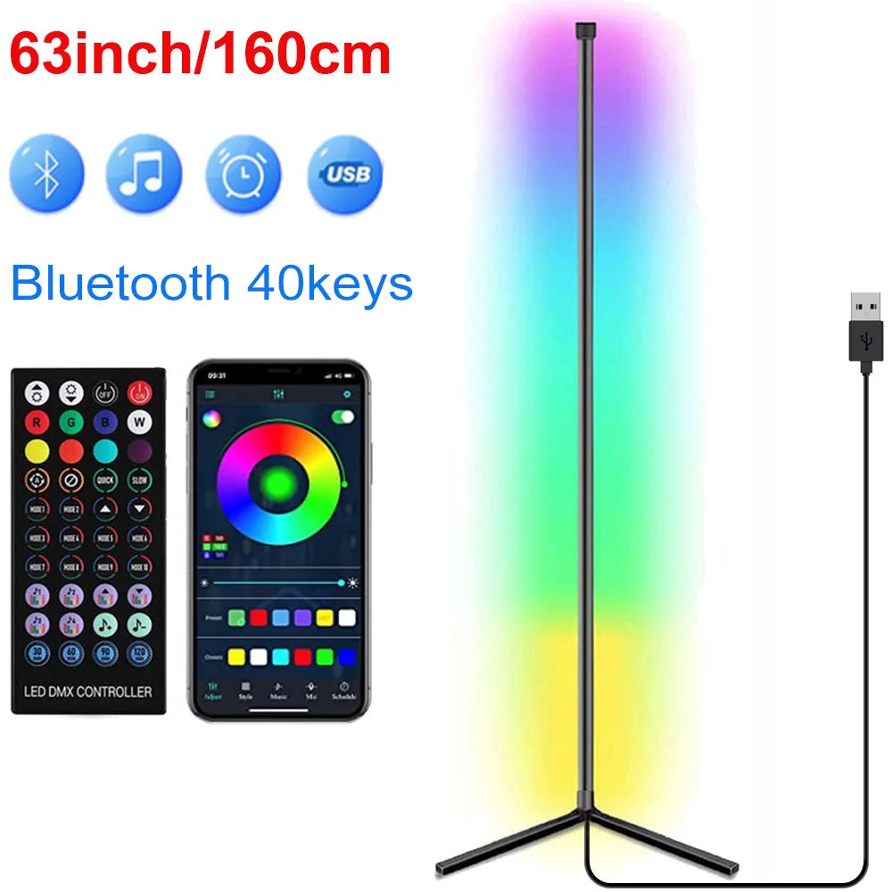 160cm Smart Corner Floor Lamp Dimmable RGB