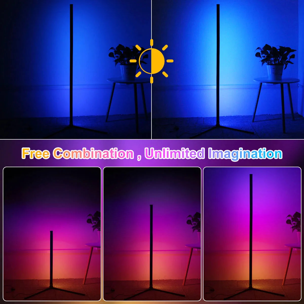 160cm Smart Corner Floor Lamp Dimmable RGB